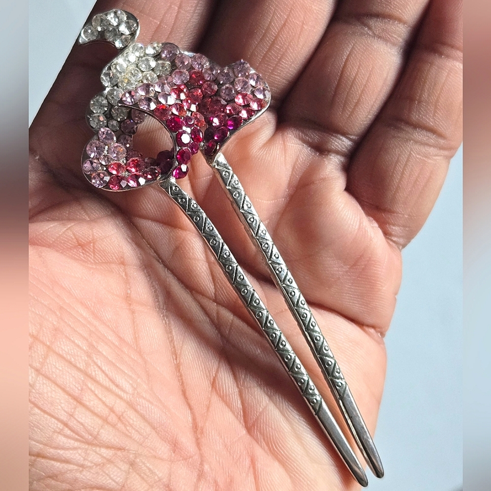 Elegant Pink and Silver Hairpin Hair Stick